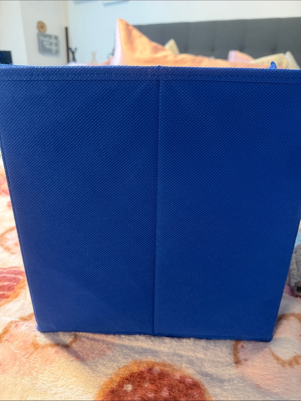 Blue Fabric Storage Bin with Metal Grommet - Picture 2 of 4